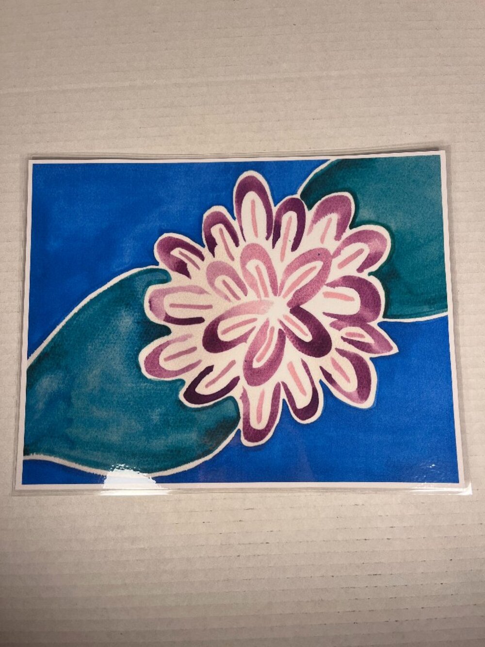 Purple Flower Watercolor Painting Art Print Laminated ~8.5x11 inches